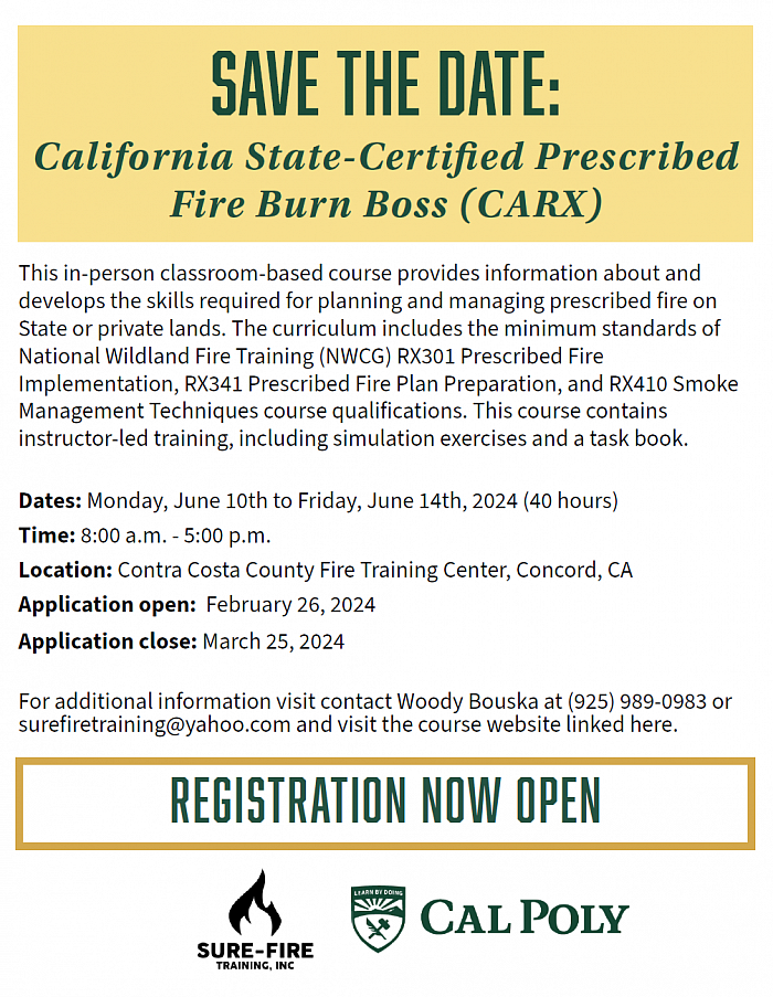 CARX California State Certified Prescribed Fire Burn Boss