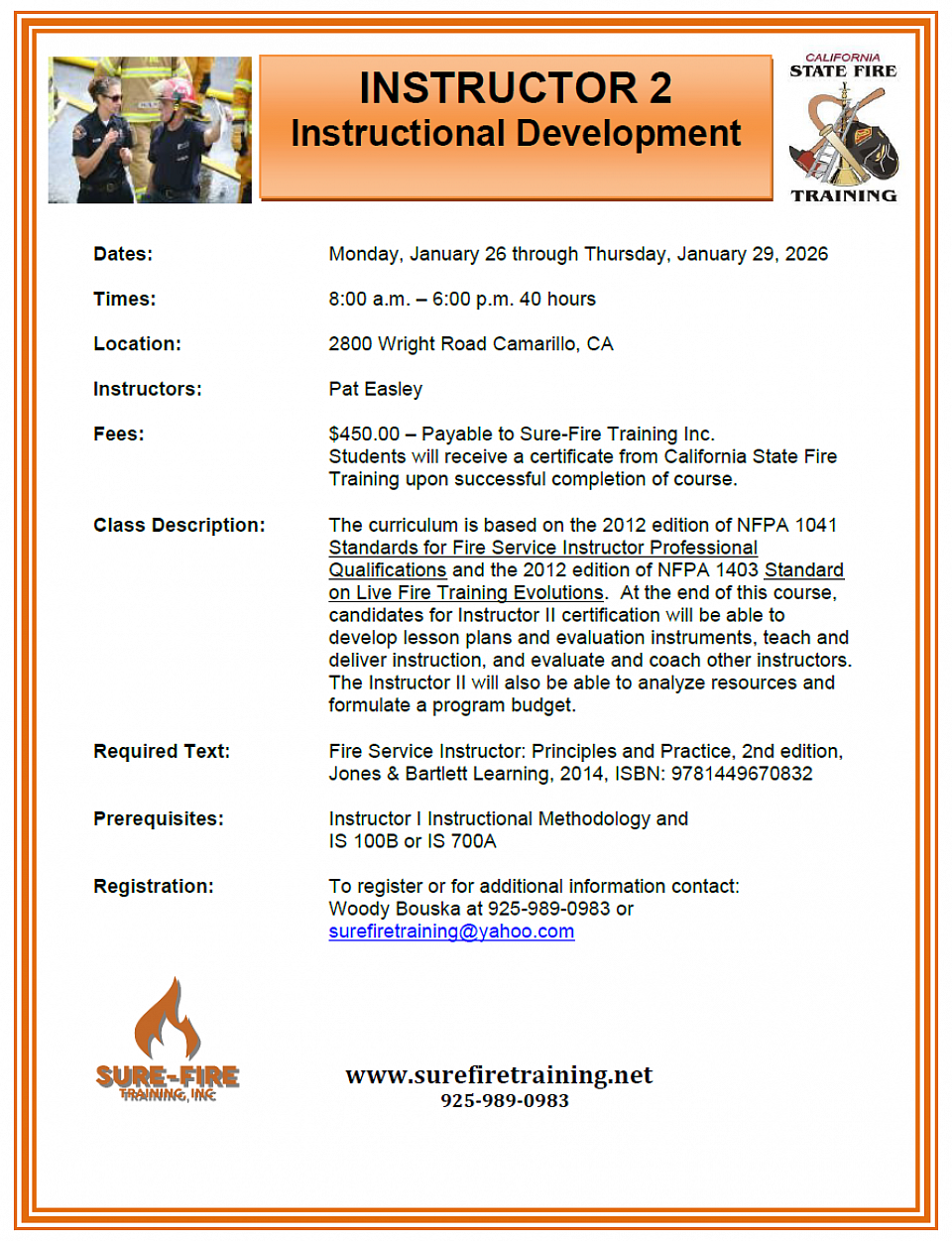 Instructor II course flyer