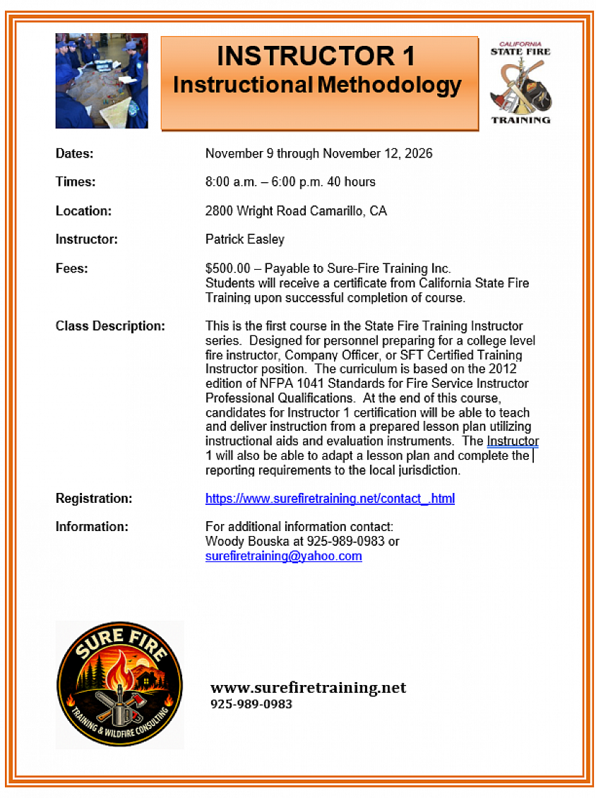 Instuctor 1 course flyer